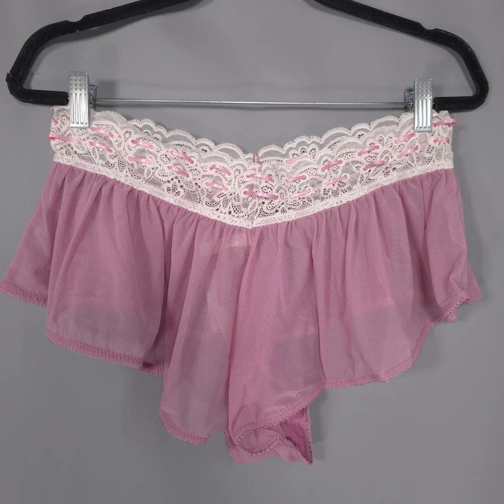 ANTHROPOLOGIE LYREBIRD Womens New Panties Lingeries MEDIUM Lace Mesh Pink